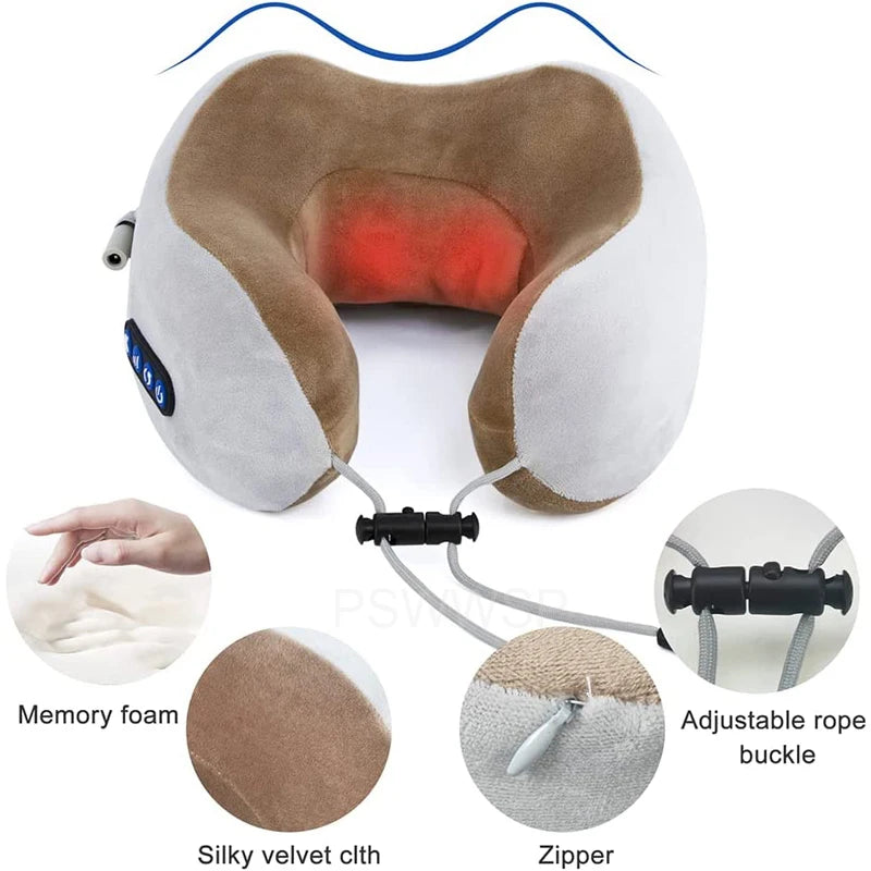 Electric Neck Massager U-Shaped Health Care Neck Shoulder Kneading 3D Massage Pillow Cervical Back Muscle Relaxing Massage