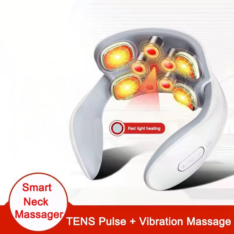Smart Neck Massager Low Frequency Pulse Cervical Electric Massagers Relaxation Physiapy Hot Compress Vibration Massage