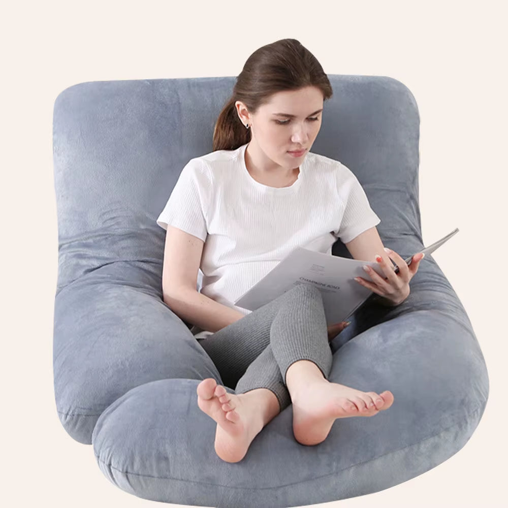 J-Type Pregnant Woman Pillow Crystal Velvet Detachable Foldable Washing Support Abdominal Pillow Pregnant Mother Throw Pillow